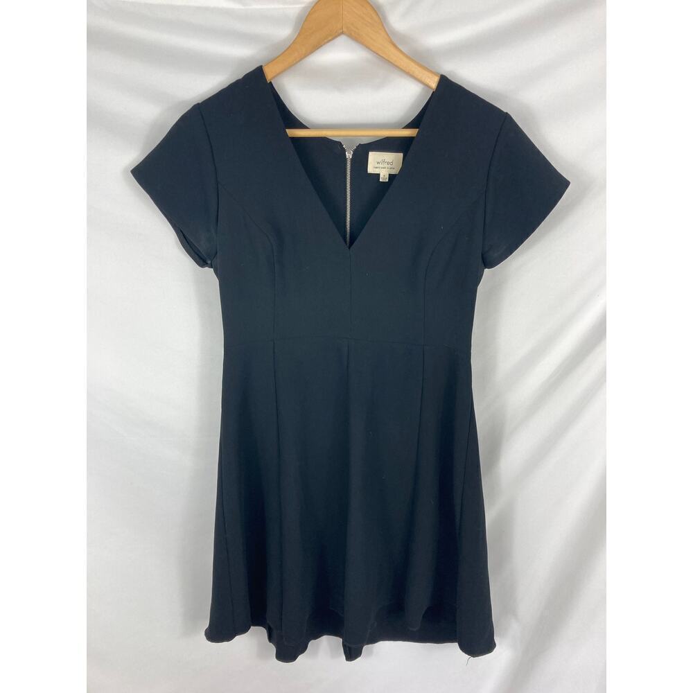 Aritzia Wilfred Foucault Black V Neck Dress Size 8